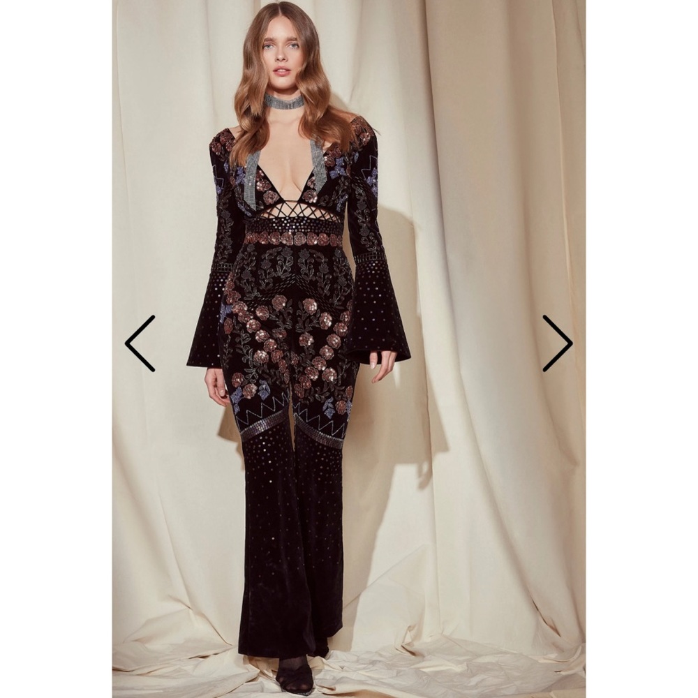 Velvet sequin embroidered jumpsuit. Vintage vibes